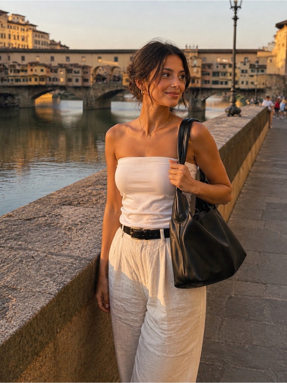Classic Black Italian Leather Shoulder Bag